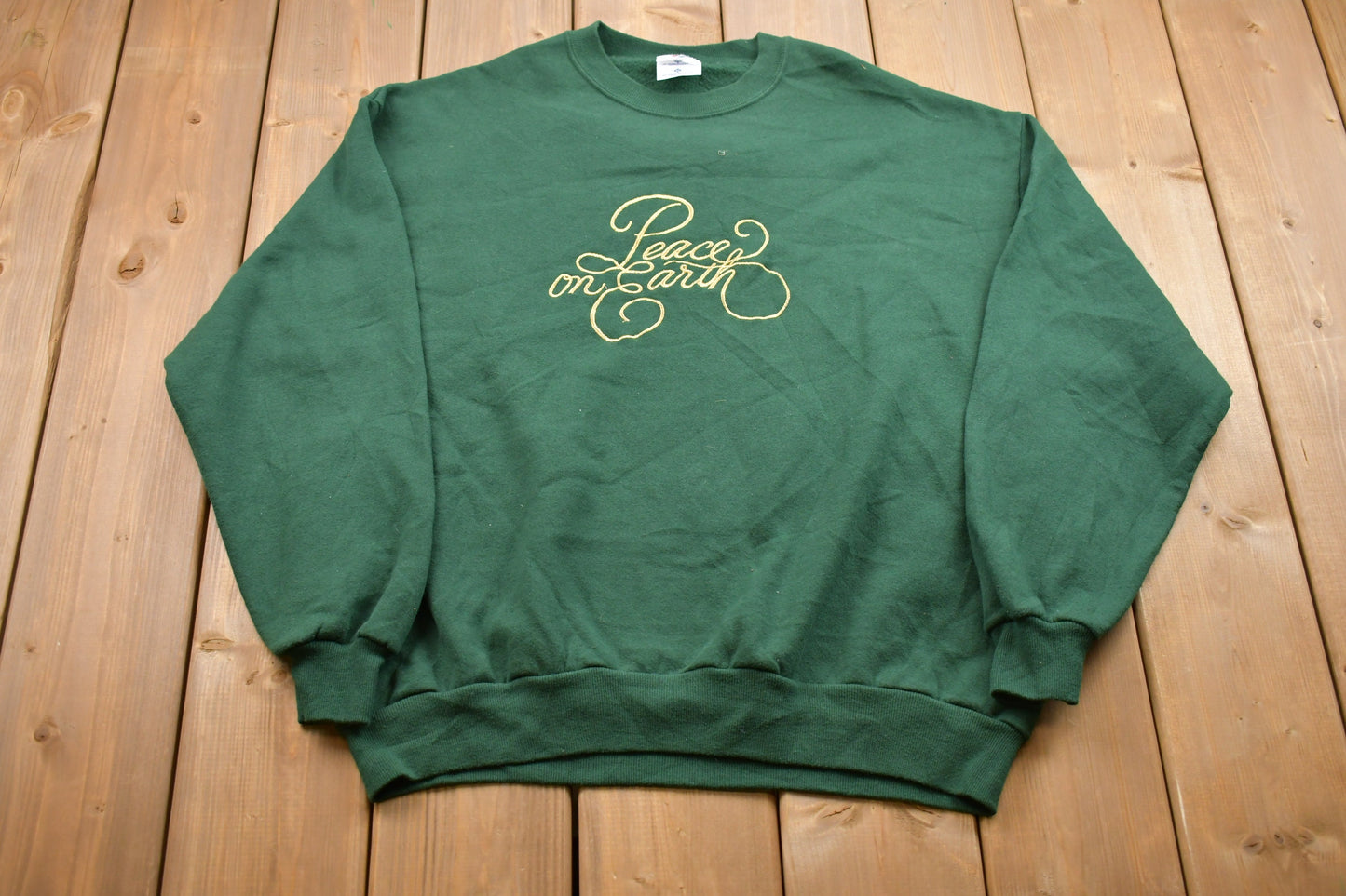 Vintage 1990s Peace On Earth Embroidered Crewneck Sweatshirt