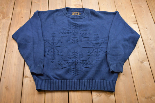 Vintage 1990s Eddie Bauer Snow Flake Graphic Knitted Sweater