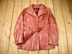 Vintage 1970s Learsi Genuine Red Leather Button Down Jacket
