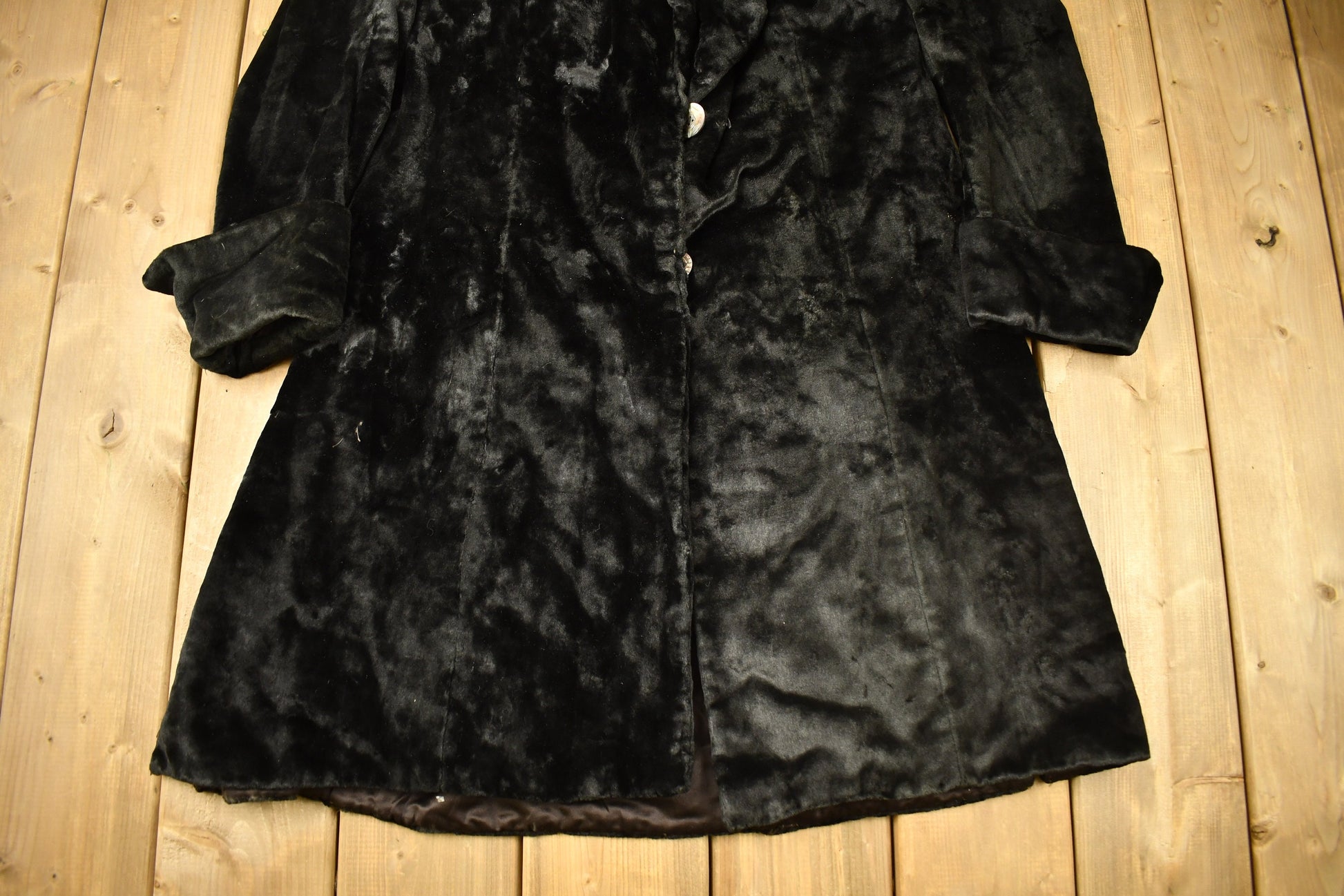 Vintage 1970s Full Length Black Trench Coat