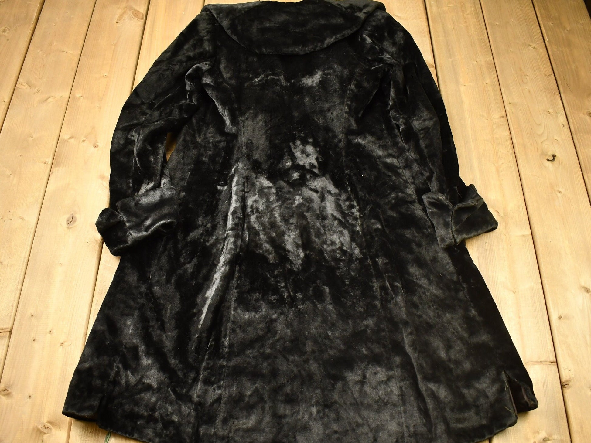 Vintage 1970s Full Length Black Trench Coat