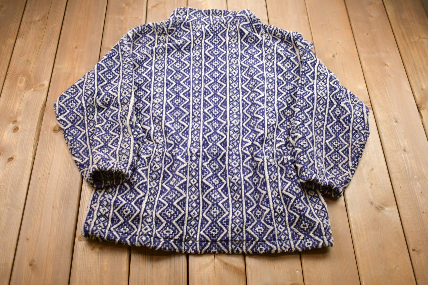 Vintage 1990s Dreimar Aztec All Over Print Zip Up Fleece Sweater