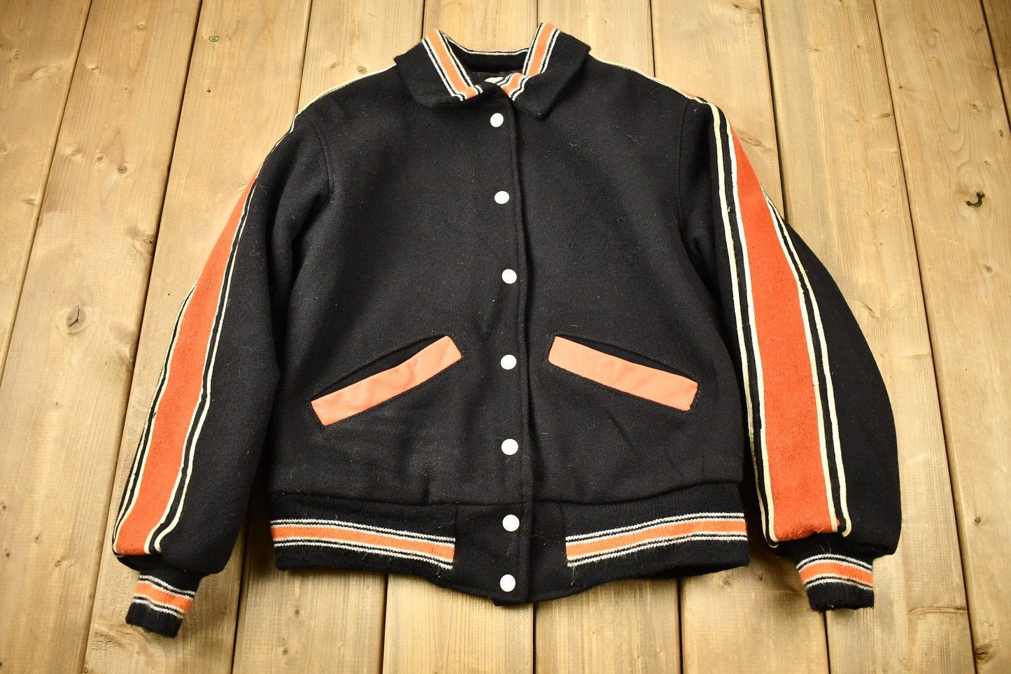 Vintage 1980s North Fondy Patchwork Varsity Jacket