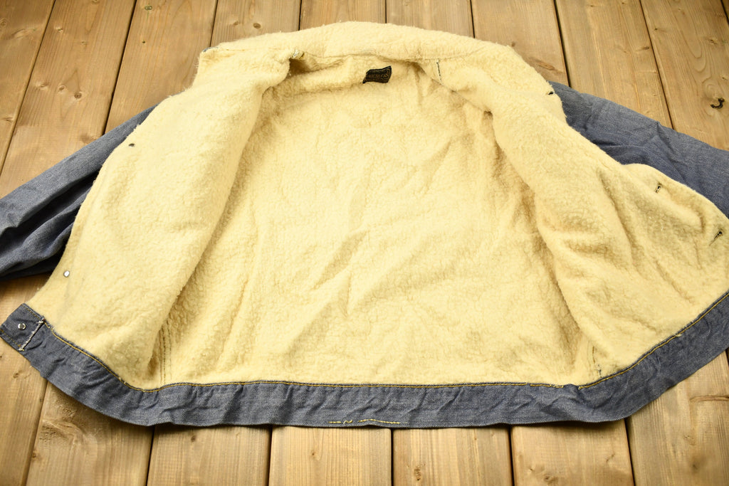 Vintage 1970s Genuine Roebucks Shearling Collar Jean Jacket