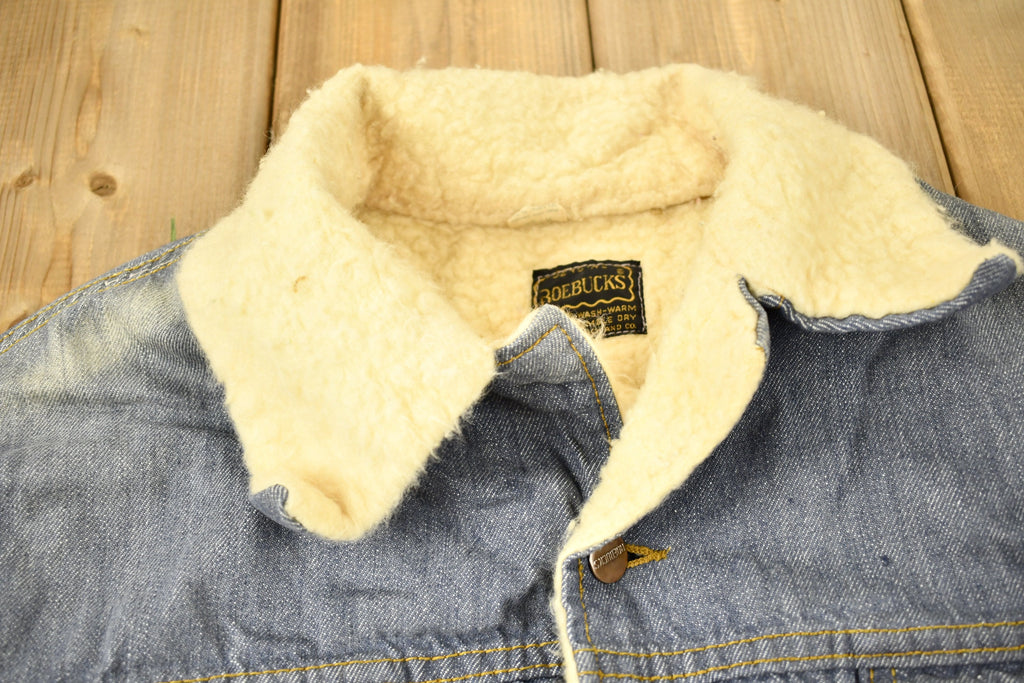 Vintage 1970s Genuine Roebucks Shearling Collar Jean Jacket
