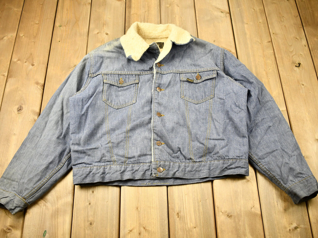 Vintage 1970s Genuine Roebucks Shearling Collar Jean Jacket