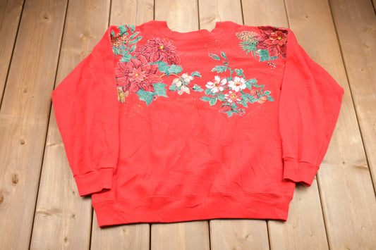 Vintage 1990s Hanes HerWay Floral Print Crewneck Sweatshirt