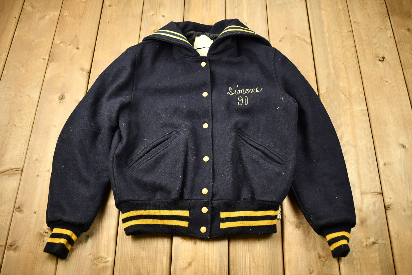 Vintage 1990 Greenville Embroidered Wool Varsity Jacket