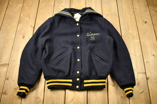 Vintage 1990 Greenville Embroidered Wool Varsity Jacket