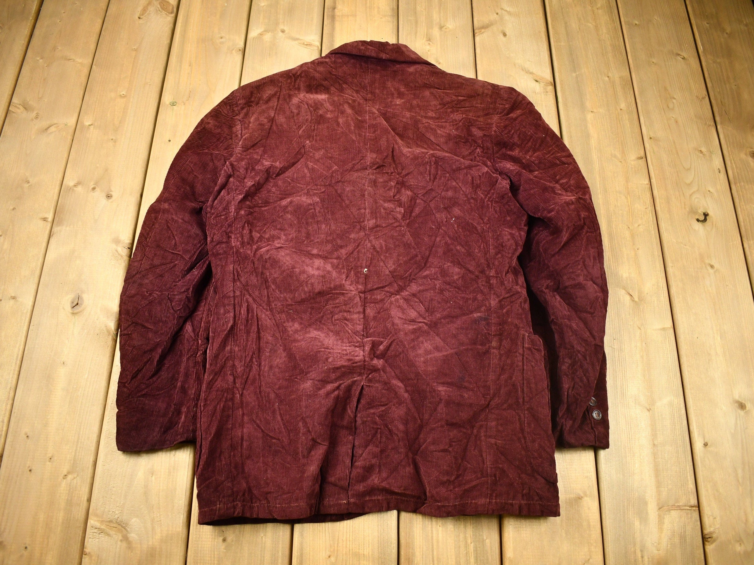 Vintage 1950s Burgundy Corduroy Button Up Blazer Jacket