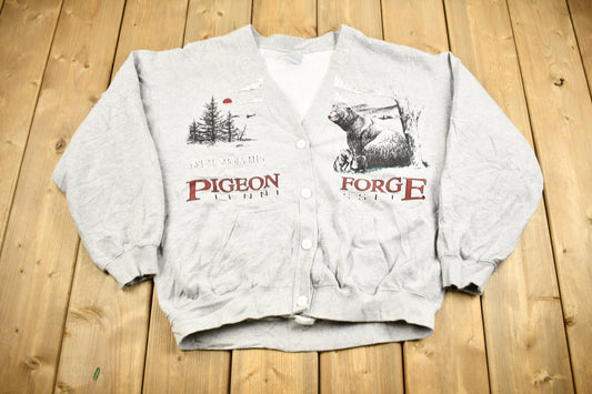 Vintage 1990s Pigeon Forge Tennessee Cardigan Sweatshirt / Vintage Souvenir / Great Smoky Mountains / Streetwear / Travel And Tourism