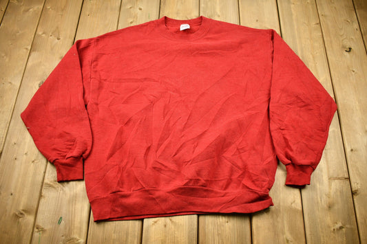 Vintage 1990s Blank Red Jerzees Crewneck Sweatshirt / 90s Crewneck / Made In USA / Athleisure / Streetwear / 1990s Blank Sweater