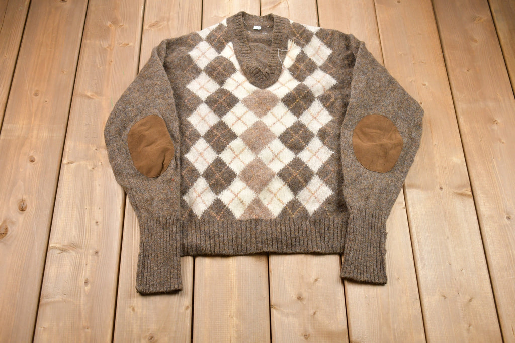 Vintage 1960s Elbow Patches Knitted Sweater