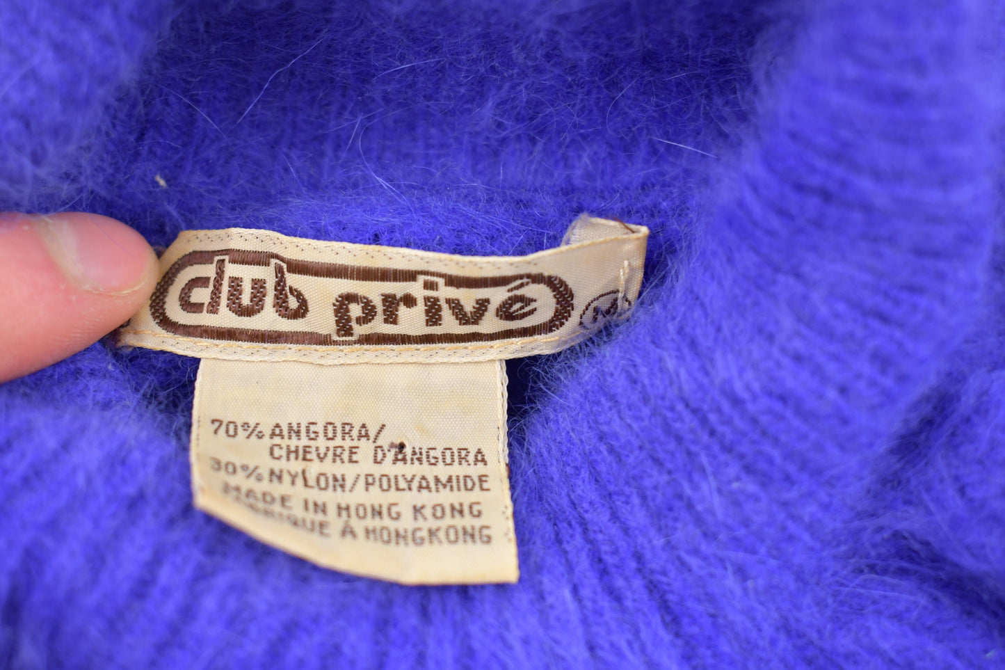 Vintage 1980s Club Prive Mohair Knitted Sweater / Vintage 80s Turtleneck / Pattern Sweater / Outdoor / Hand Knit / Pullover Sweatshirt