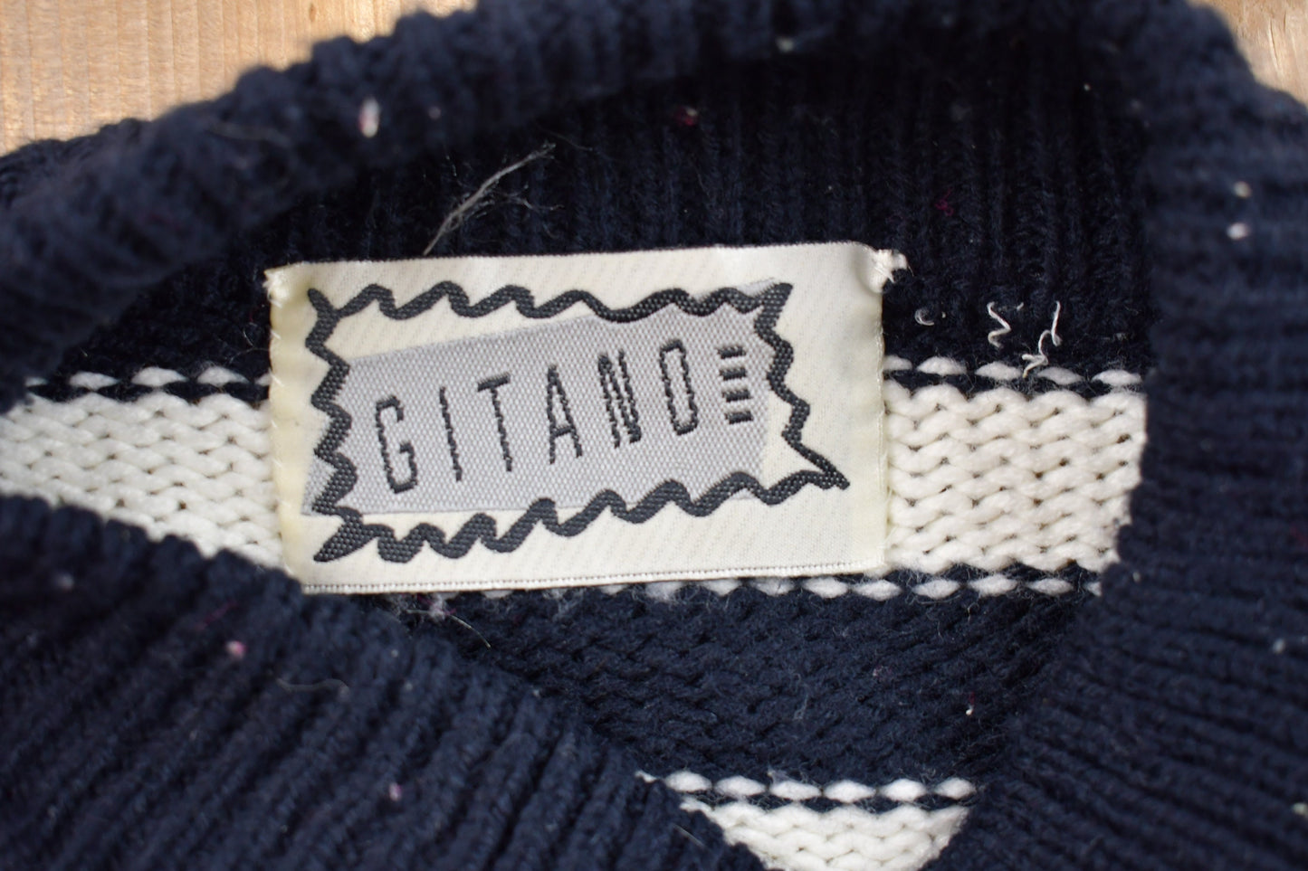 Vintage 1990s Gitano Fun Is USA Knitted Sweater / Vintage 90s Crewneck / Pattern Sweater / Outdoor / Hand Knit / Pullover Sweatshirt