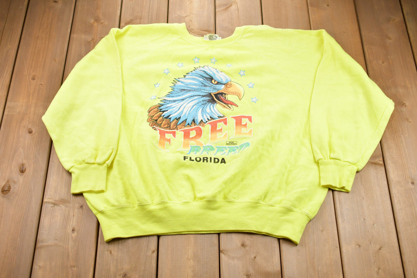 Vintage 1989 Free Breed Florida Bald Eagle Crewneck Sweatshirt / 80s Crewneck / Souvenir / Athleisure / Streetwear / Animal Graphic