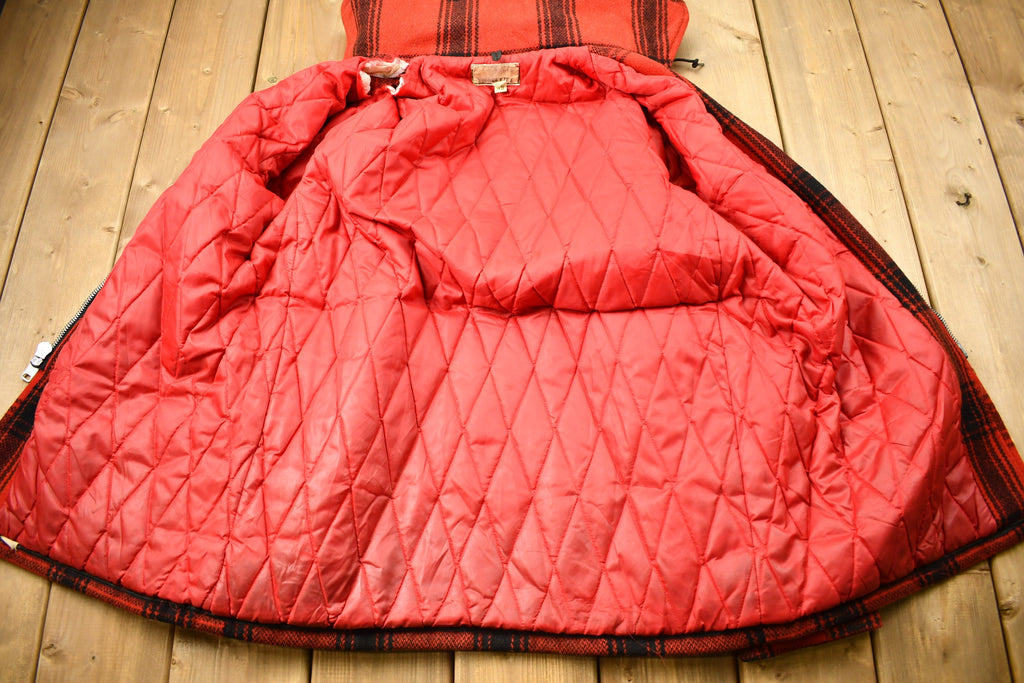 Vintage 1950s Buffalo Plaid Wool Hunting Jacket