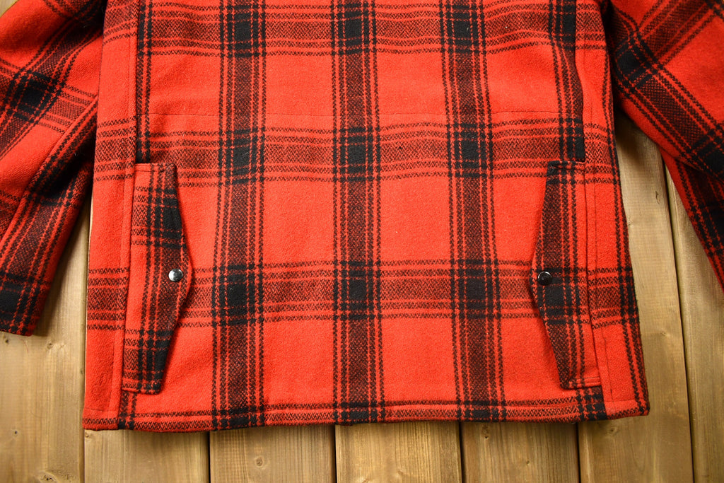 Vintage 1950s Buffalo Plaid Wool Hunting Jacket