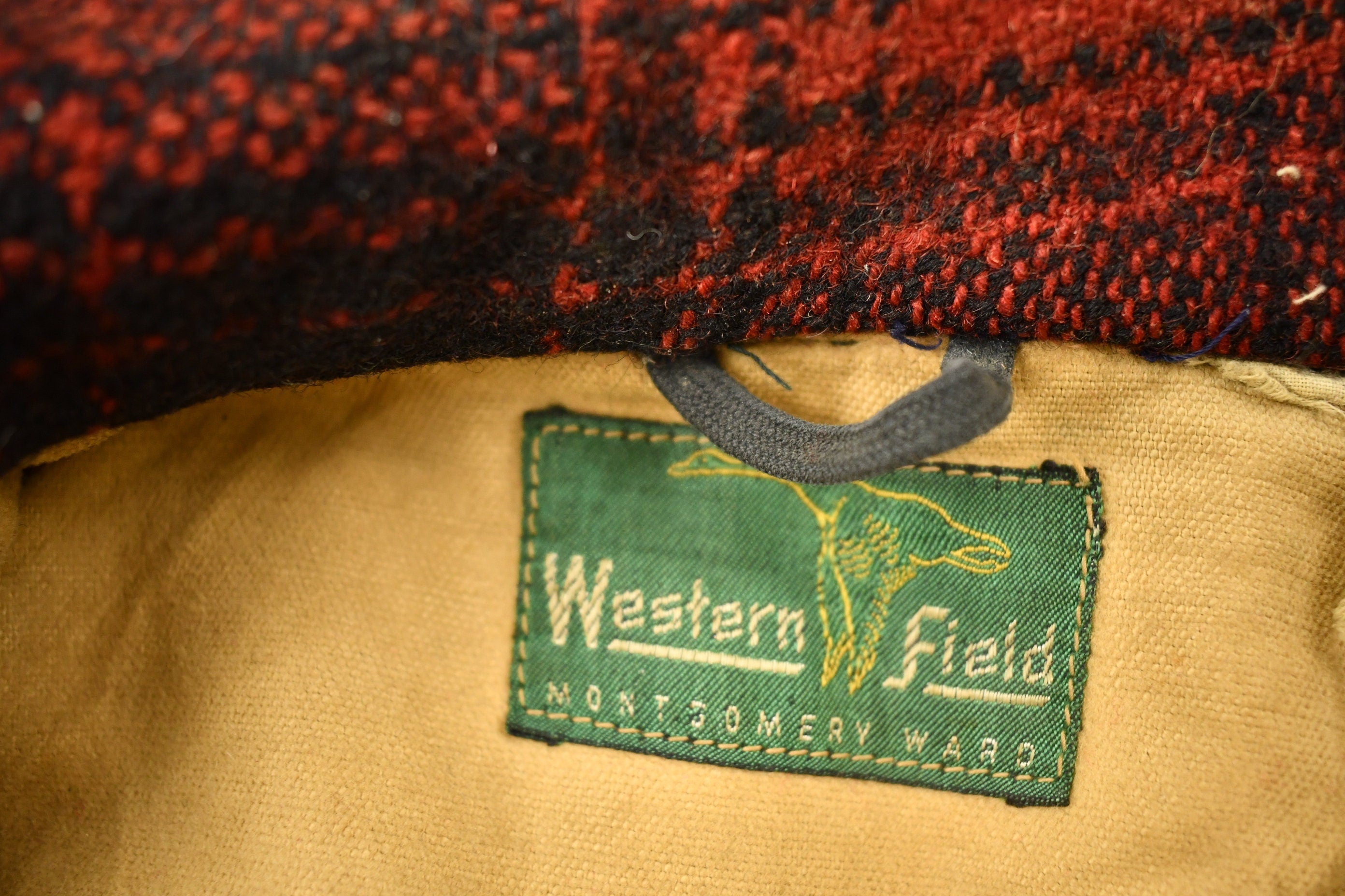 Vintage 1950s Western Field Montgomery Ward Buffalo Plaid Wool Hunting Jacket