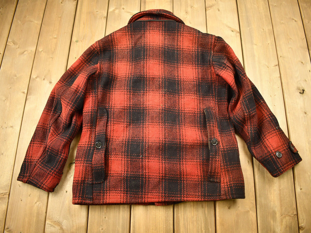 Vintage 1950s Western Field Montgomery Ward Buffalo Plaid Wool Hunting Jacket