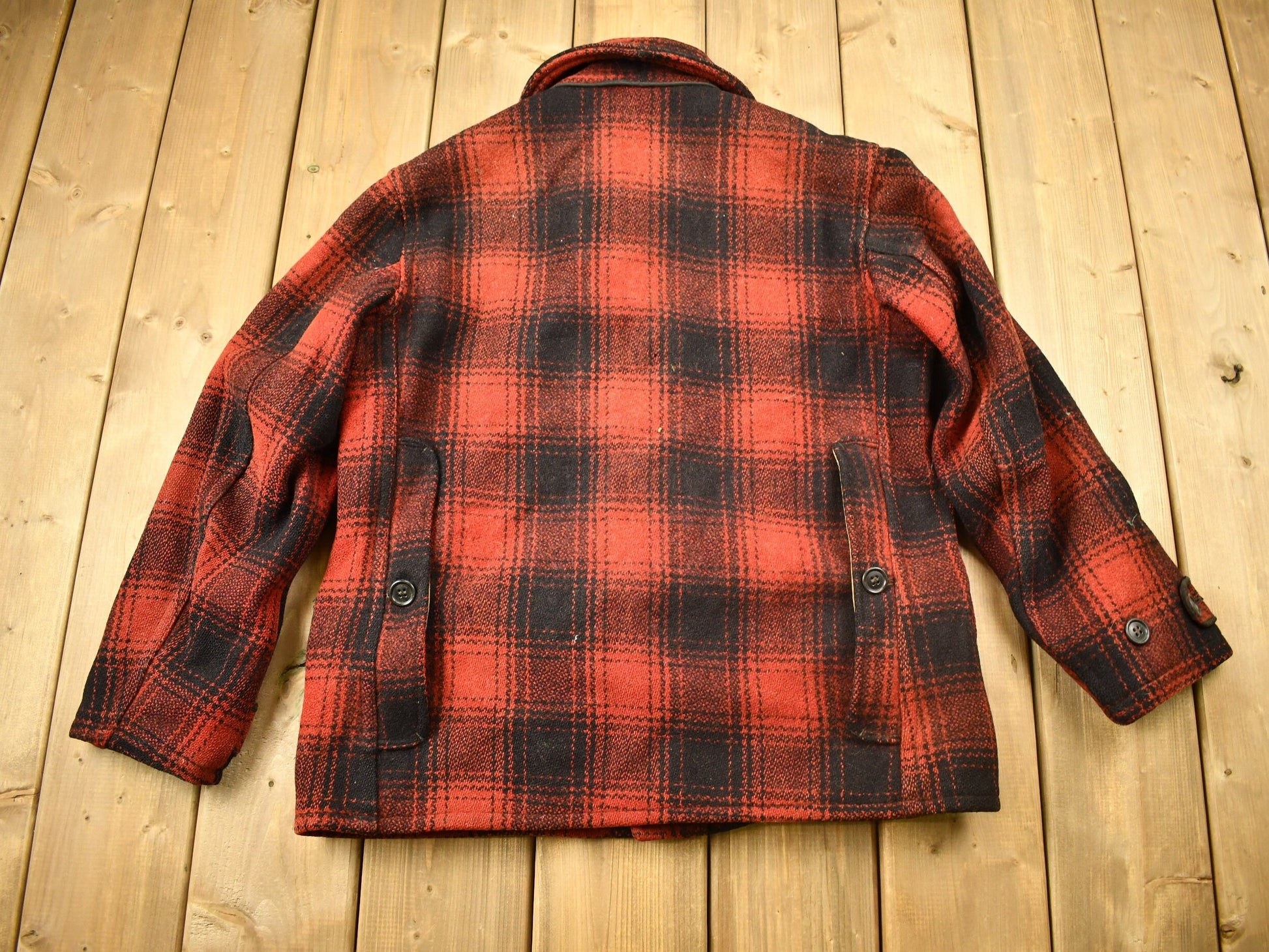 Vintage 1950s Western Field Montgomery Ward Buffalo Plaid Wool Hunting Jacket