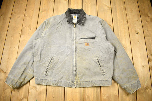 Vintage 1990s Distressed Carhartt Detroit Jacket / Vintage Workwear / Streetwear / 90s / Blanket Lined Jacket / Made In USA