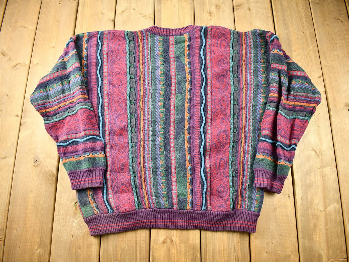 Vintage 1990s 3D Cable Knit Cotton Traders Sweater