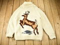 Vintage 1950s Hand-Knit Deer Curling Sweater