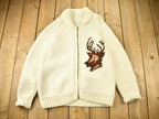 Vintage 1950s Hand-Knit Deer Curling Sweater