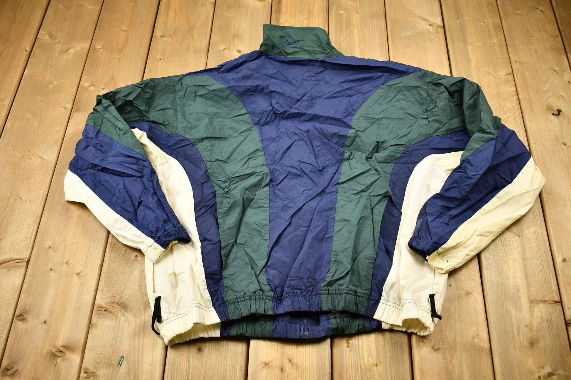 Vintage 1990s Nike Mini Swoosh Full Zip Color Block Windbreaker Jacket