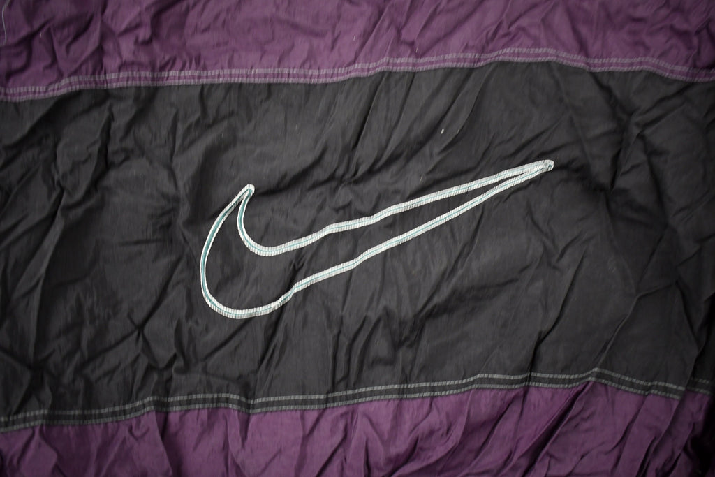 Vintage 1990s Nike Big Swoosh Full Zip Color Block Windbreaker Jacket