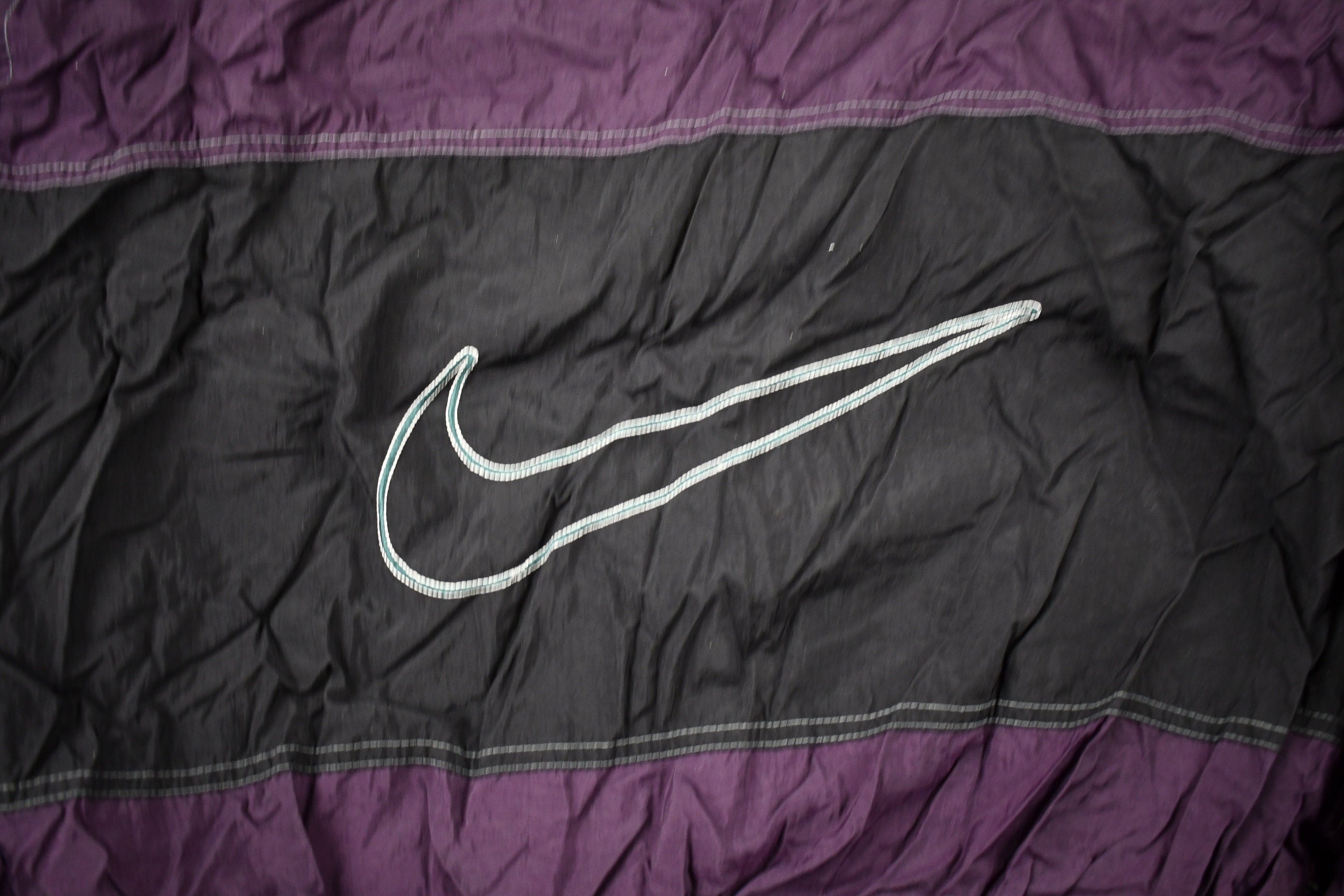 Vintage 1990s Nike Big Swoosh Full Zip Color Block Windbreaker Jacket