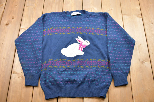 Vintage Knitted Sweater / Vintage 90s Crewneck / Pattern Sweater / Outdoor / Made in USA / Pullover Sweatshirt