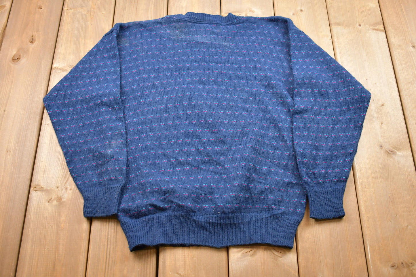 Vintage Knitted Sweater / Vintage 90s Crewneck / Pattern Sweater / Outdoor / Made in USA / Pullover Sweatshirt