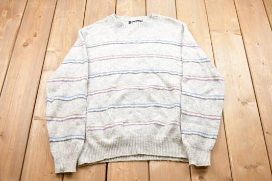 Vintage Knitted Sweater / Vintage 90s Crewneck / Pattern Sweater / Outdoor / Pullover Sweatshirt