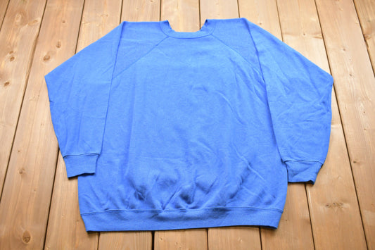 Vintage 1980s Blue Raglan Crewneck Sweatshirt / 80s Crewneck / Souvenir / Athleisure / Streetwear / Raglan Sweatshirt