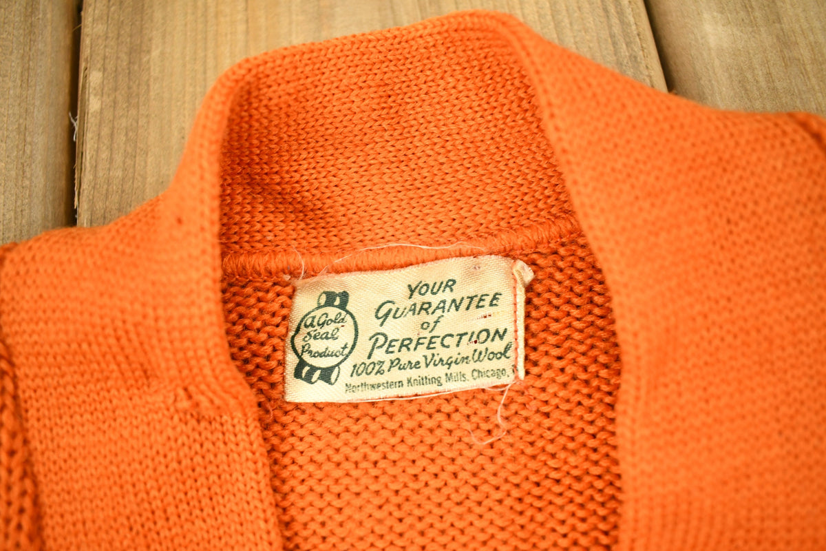 Vintage 1950s 100% Wool Collegiate Cardigan Knit Sweater