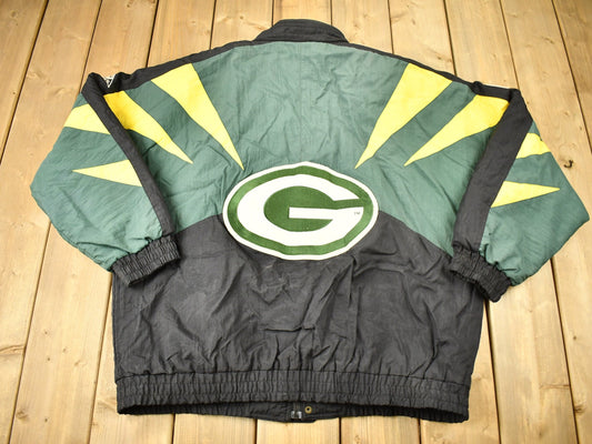 Vintage 1990s Green Bay Packers NFL Apex One Pro Line Puffer Jacket / Vintage Packers / Color Block / Sportswear / Patchwork / Embroidered