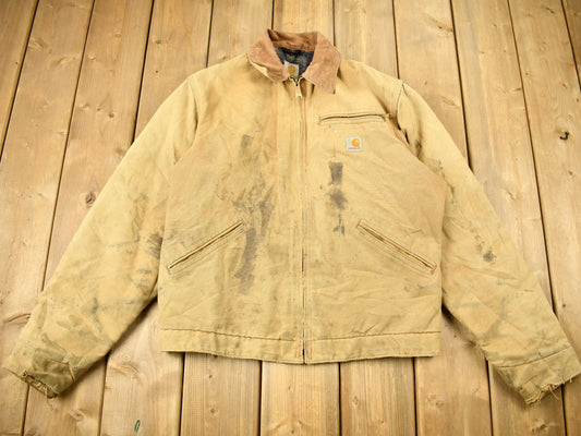 Vintage 1990s Distressed Carhartt Detroit Jacket / Workwear / Streetwear / Made In USA / 90s / Blanket Lined Jacket / Distressed Carhartt