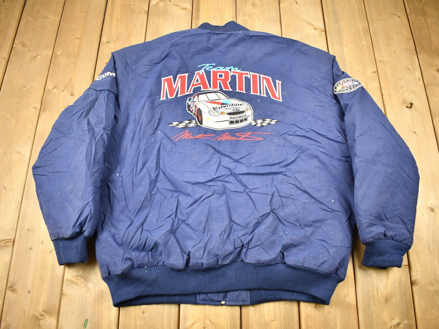 Vintage 1990s Mark Martin Nascar Racing Windbreaker Bomber Jacket / Chase Authentics / Sportswear / Automotive Apparel / Patchwork