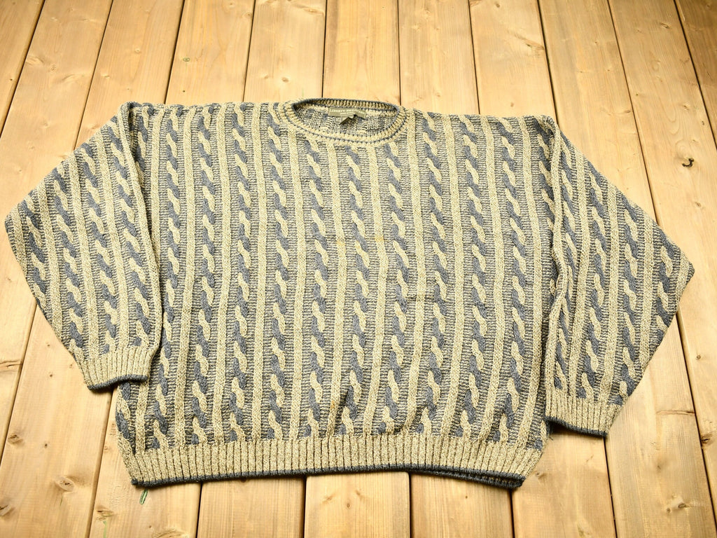 Vintage 1990s Liberty Sweaters 3D Cable Knit Crewneck Sweater
