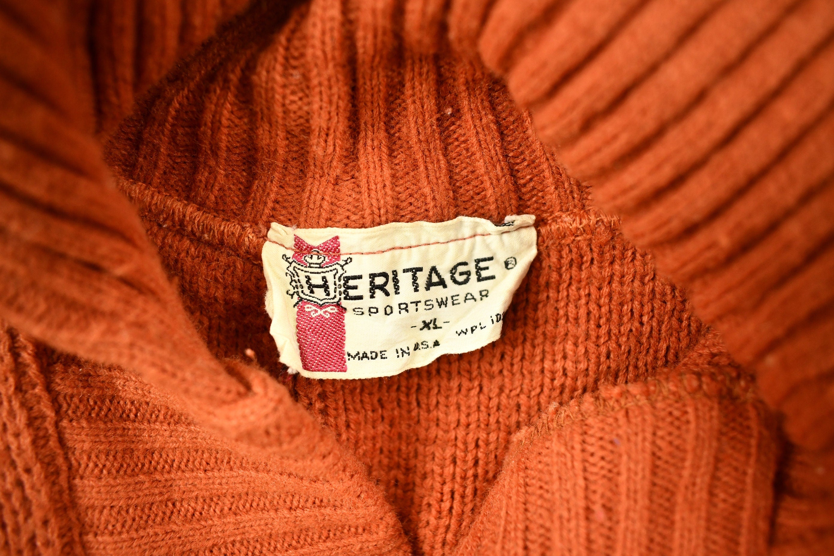 Vintage 1970s Heritage Sportswear Knitted Quarter Button Sweater