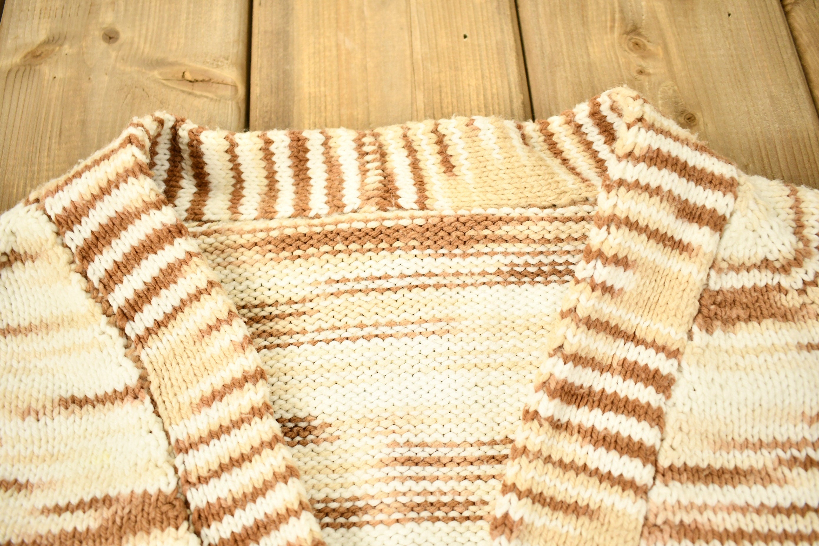 Vintage 1960s Striped Shall Cardigan Sweater
