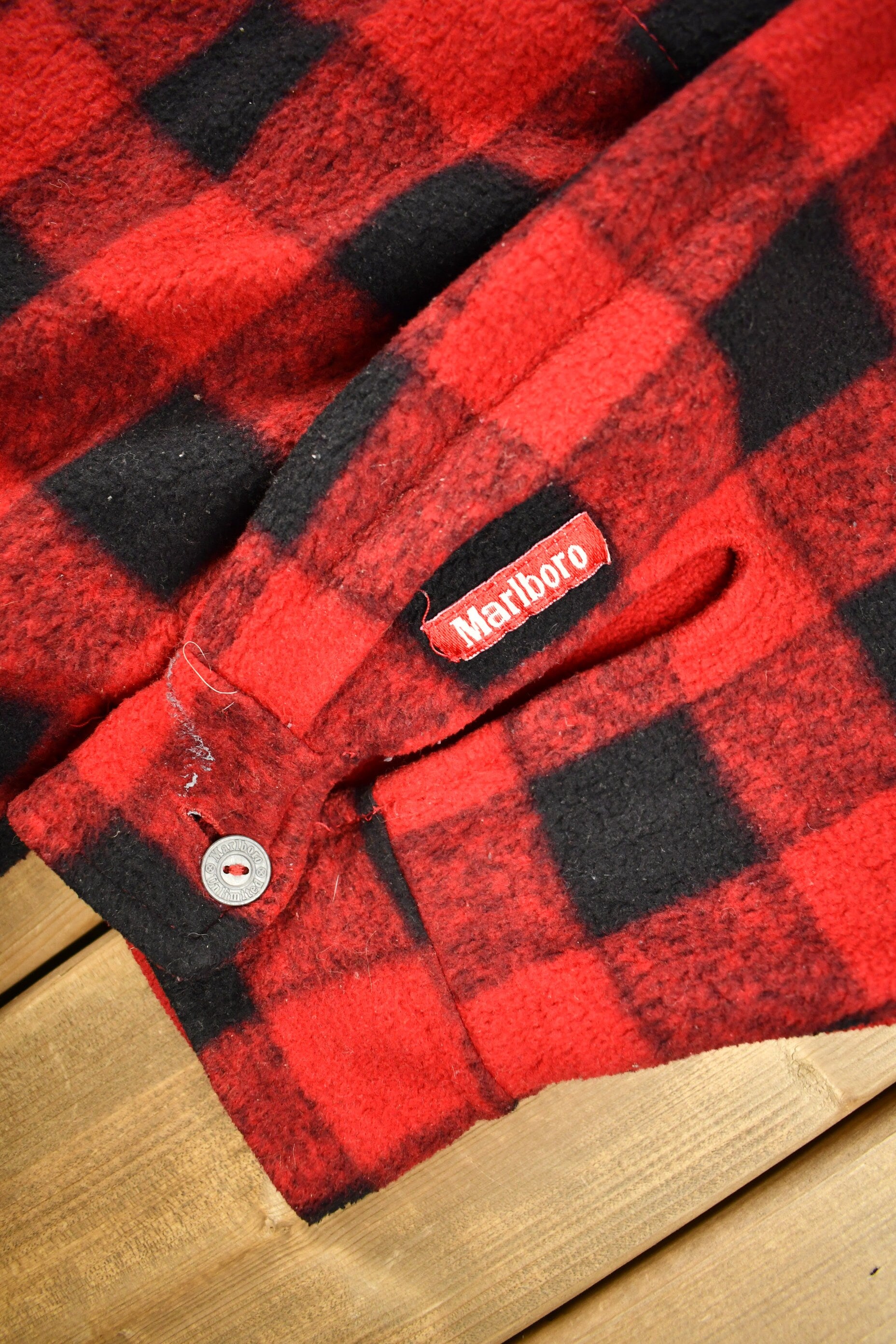 Vintage 1980s Marlboro Cigarettes Reversible Quarter Zip Fleece Sweater