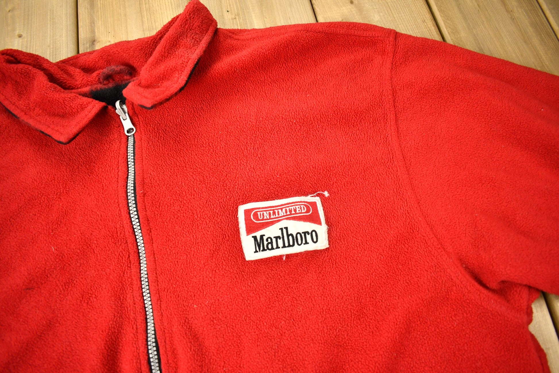 Vintage 1980s Marlboro Cigarettes Reversible Quarter Zip Fleece Sweater