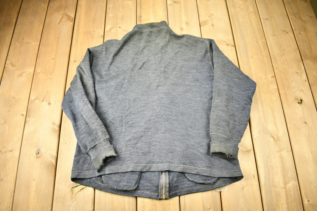 Vintage 1930s Embroidered Rose Full Zip Sweatshirt