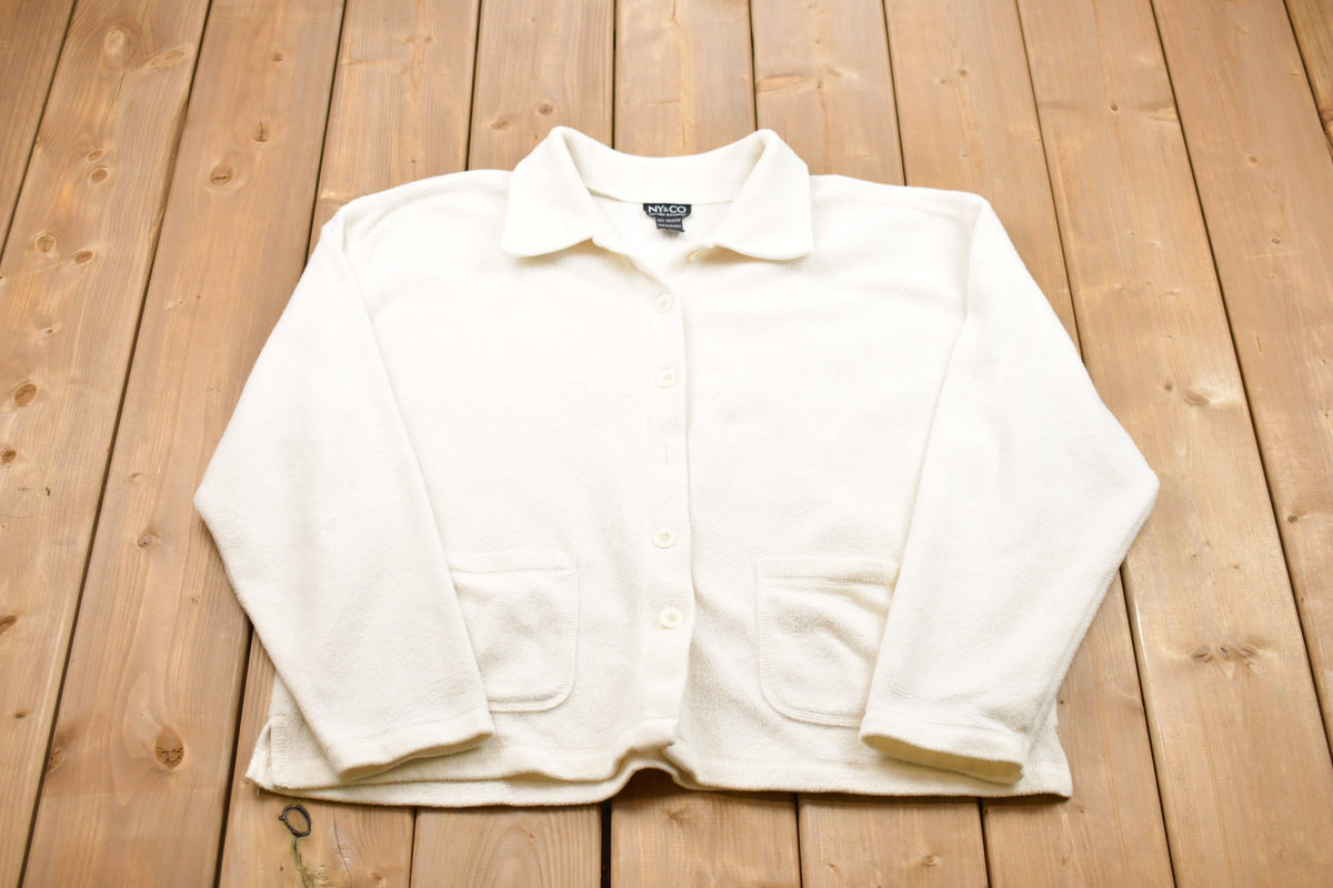 Vintage 1990s NY & Co Fleece button Up Sweater