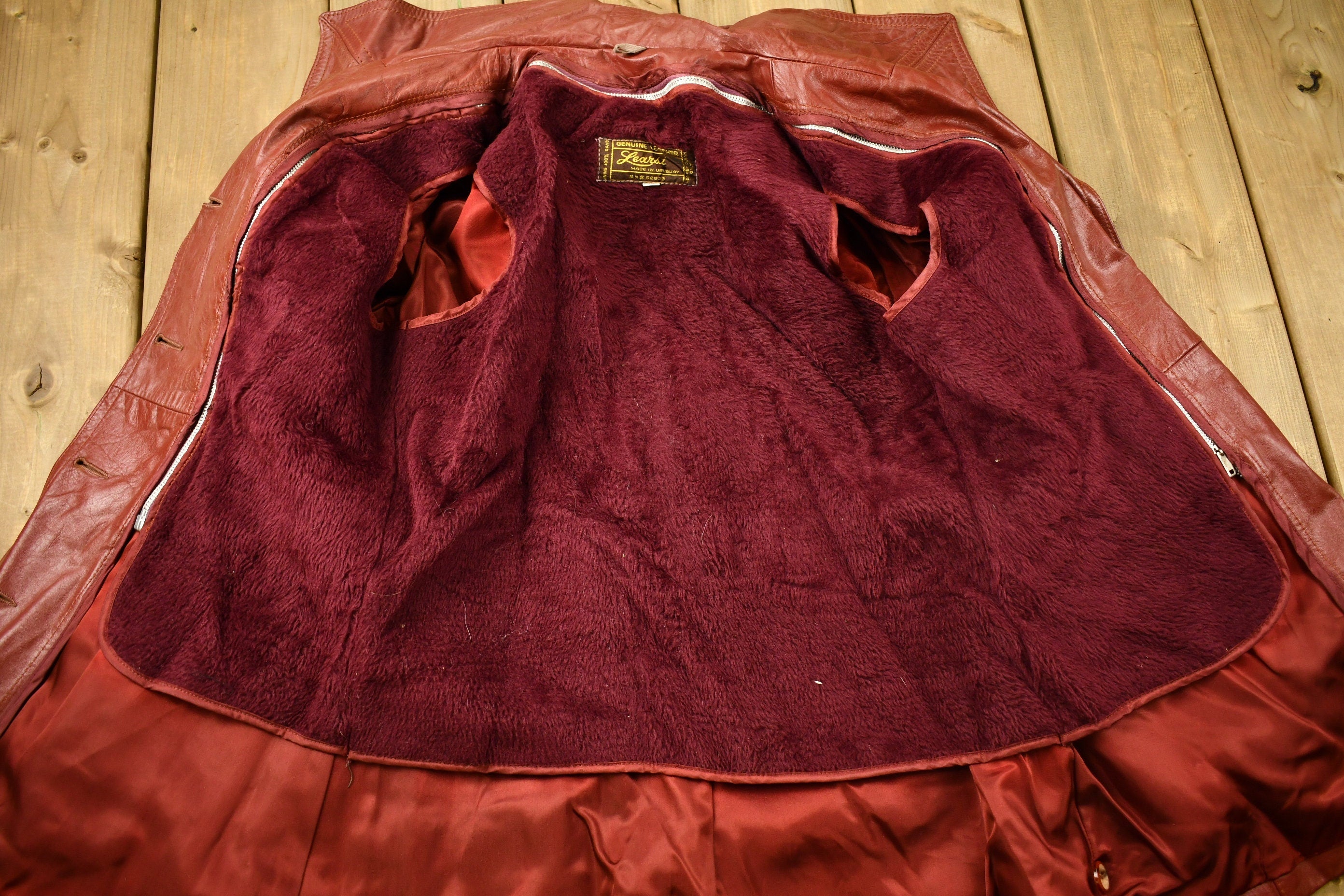 Vintage 1970s Learsi Genuine Red Leather Button Down Jacket