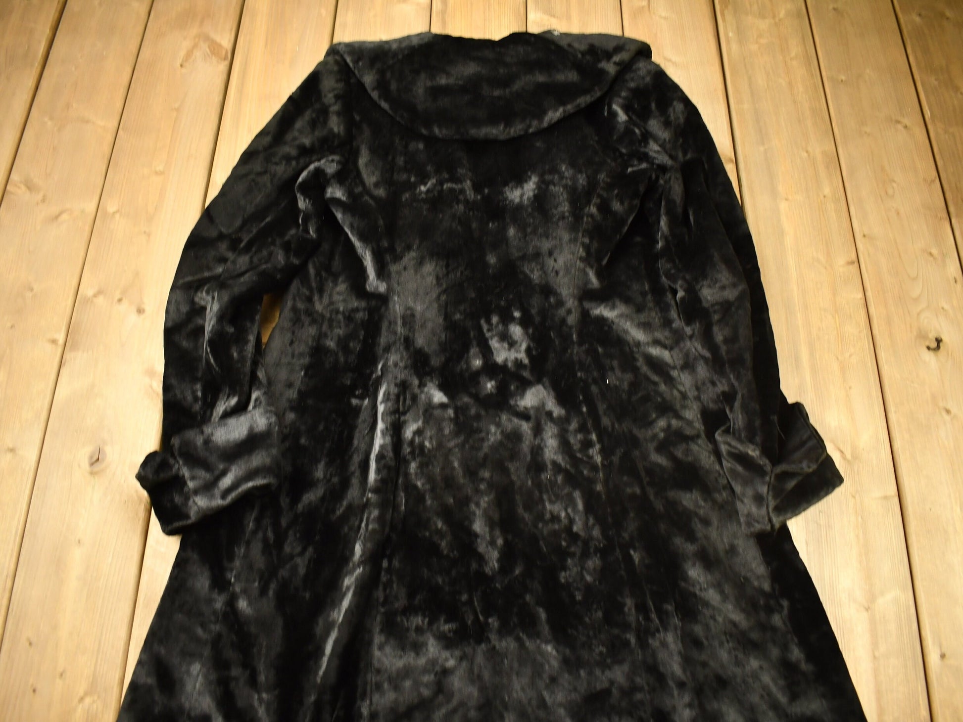 Vintage 1970s Full Length Black Trench Coat