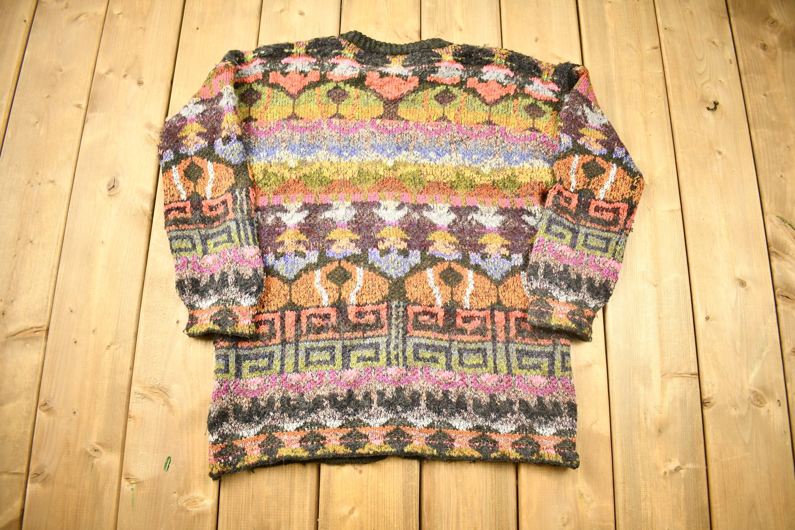 Vintage 1970s Helra Hand Knitted Cardigan Sweater